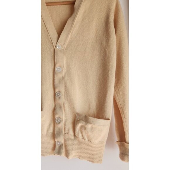 Vintage Ballantyne of Peebles 100% Pure Cashmere Cardigan Sweater Butter Yellow - Picture 3 of 9